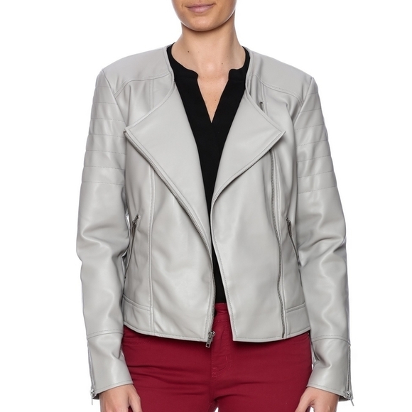 Cupcakes & Cashmere Kadence gray leather jacket Size Medium - Picture 8 of 10